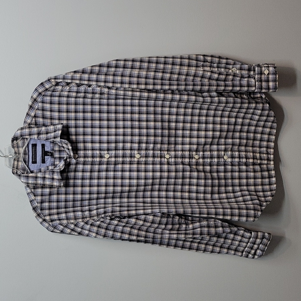 Banana Republic Tailored Slim Fit plaid button down Shirt size Medium Men's